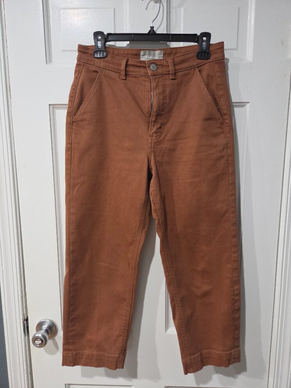 Everlane The Straight Leg Crop Pants Rust Brown Short Size 8